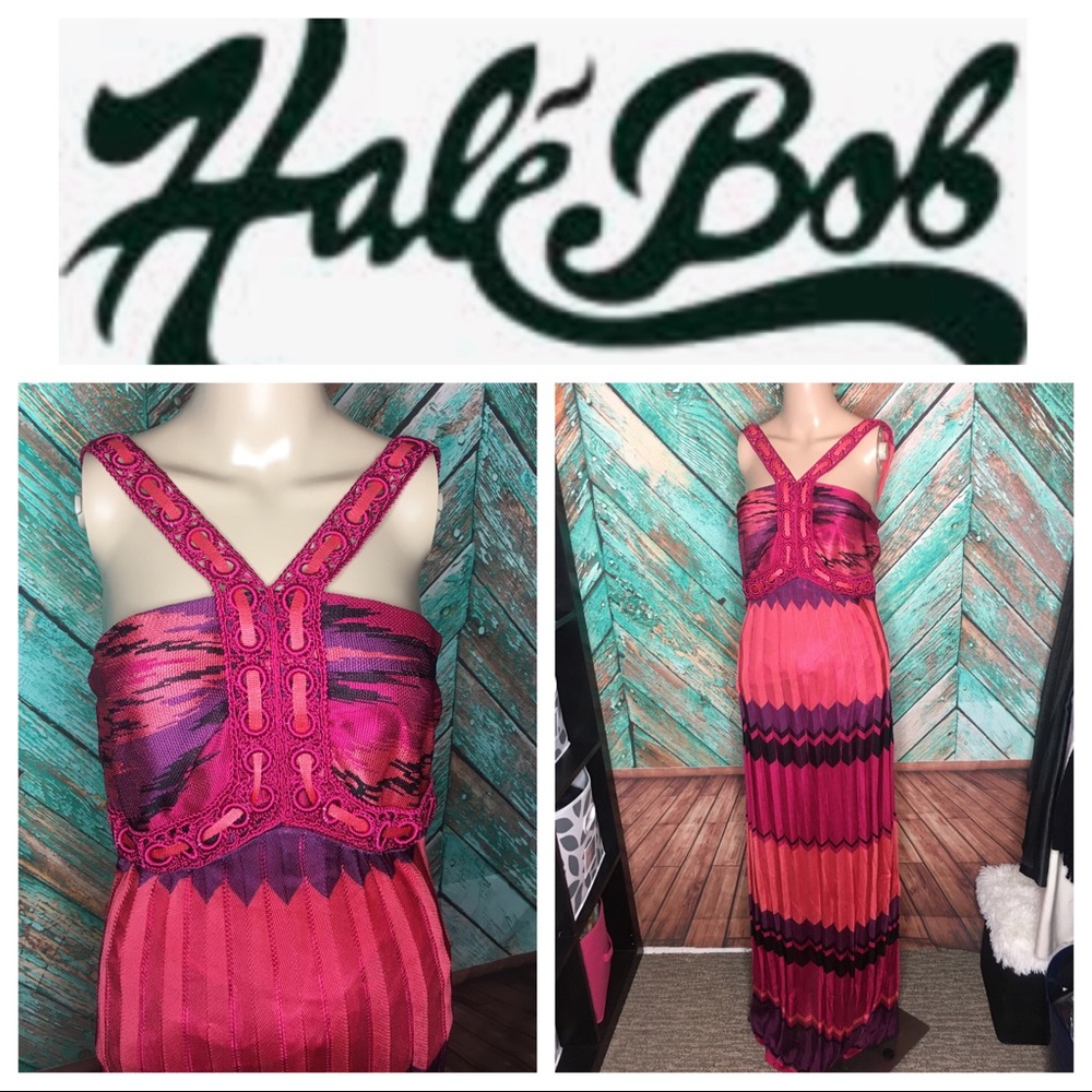 Hale Bob Geometric Zig Zag Knit Maxi Dress